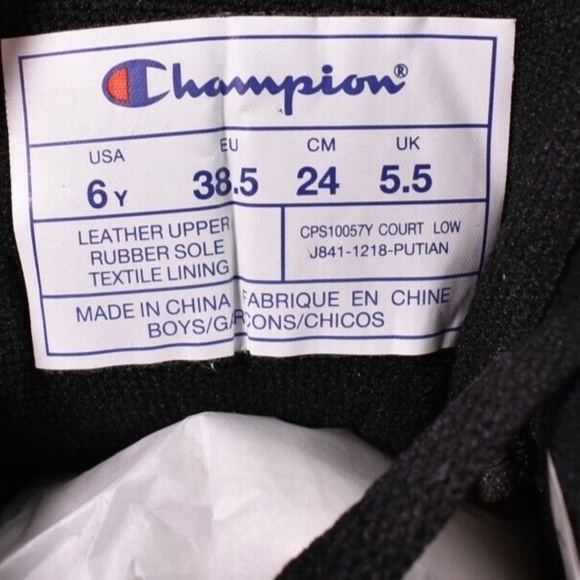 NEW Champion Court Low Leather Sneakers CPS10057Y Black - Picture 2 of 7